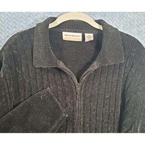 Alfred Dunner Heathered Black Fleece Jacket‎ Women's Size 1X Full Zip Minimalist